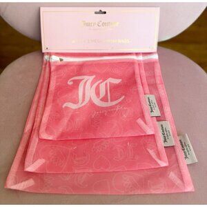 Juicy Couture JC Logo Set of 3 Mesh Wash Bags Pink Laundry Bag NWT